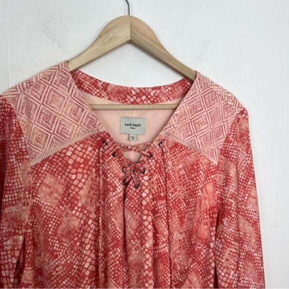 Haute Hippie Tribe Light Coral Pink Python Dress Size 1X - Picture 6 of 16